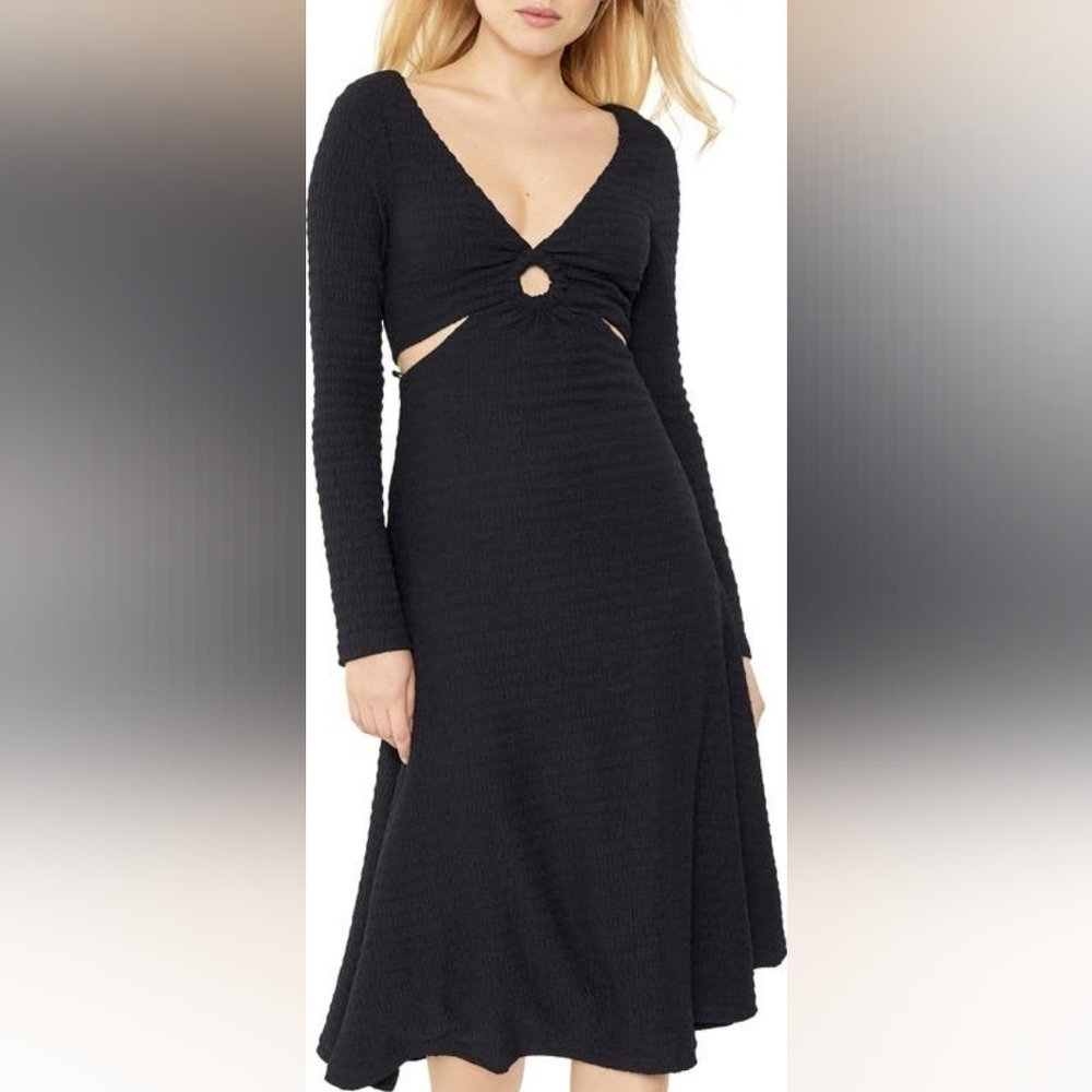 Likely Eila Cutout Waist Long Sleeve Black Dress Size 10